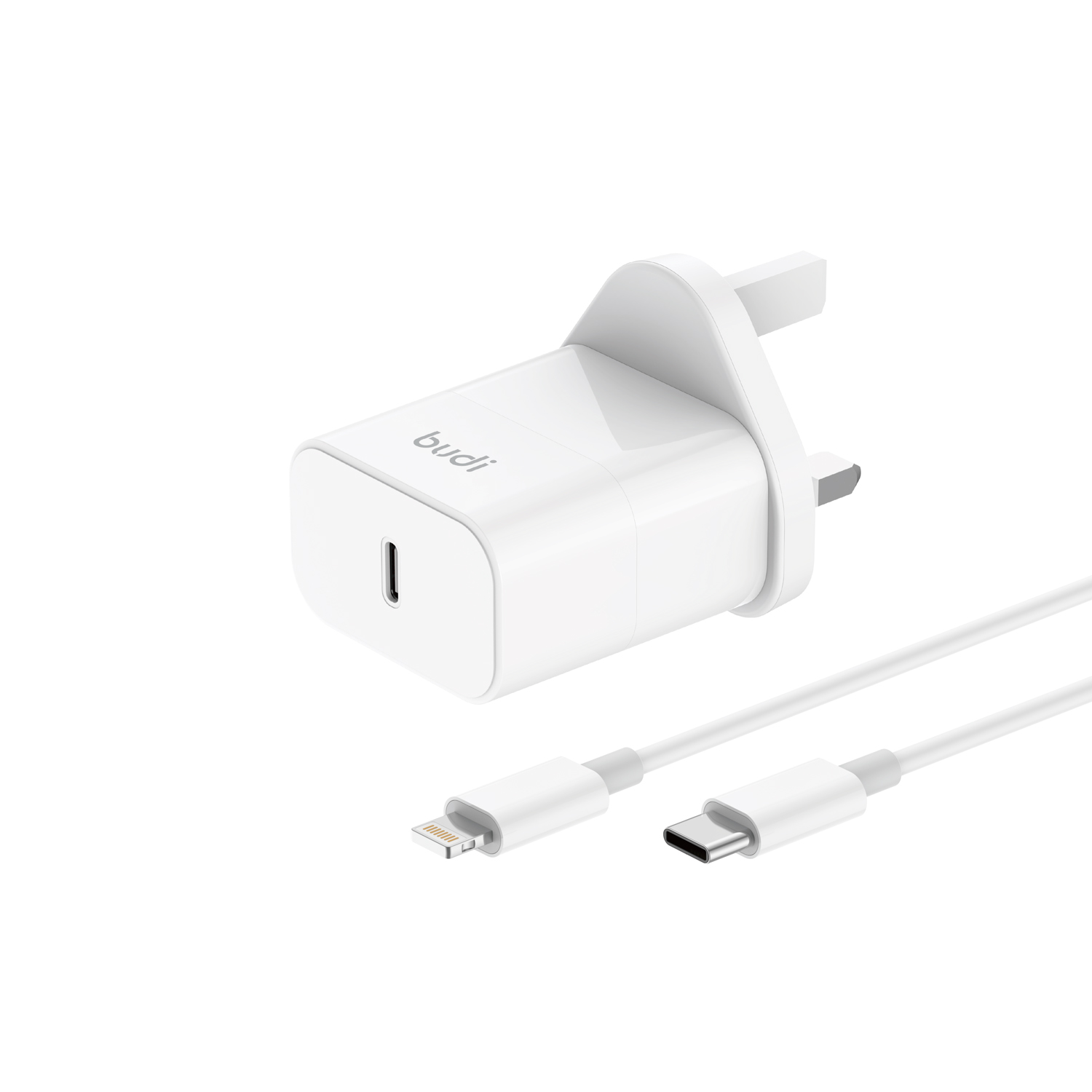 BUDI 22W PPS UK Charger + USB-C to Lightning Cable