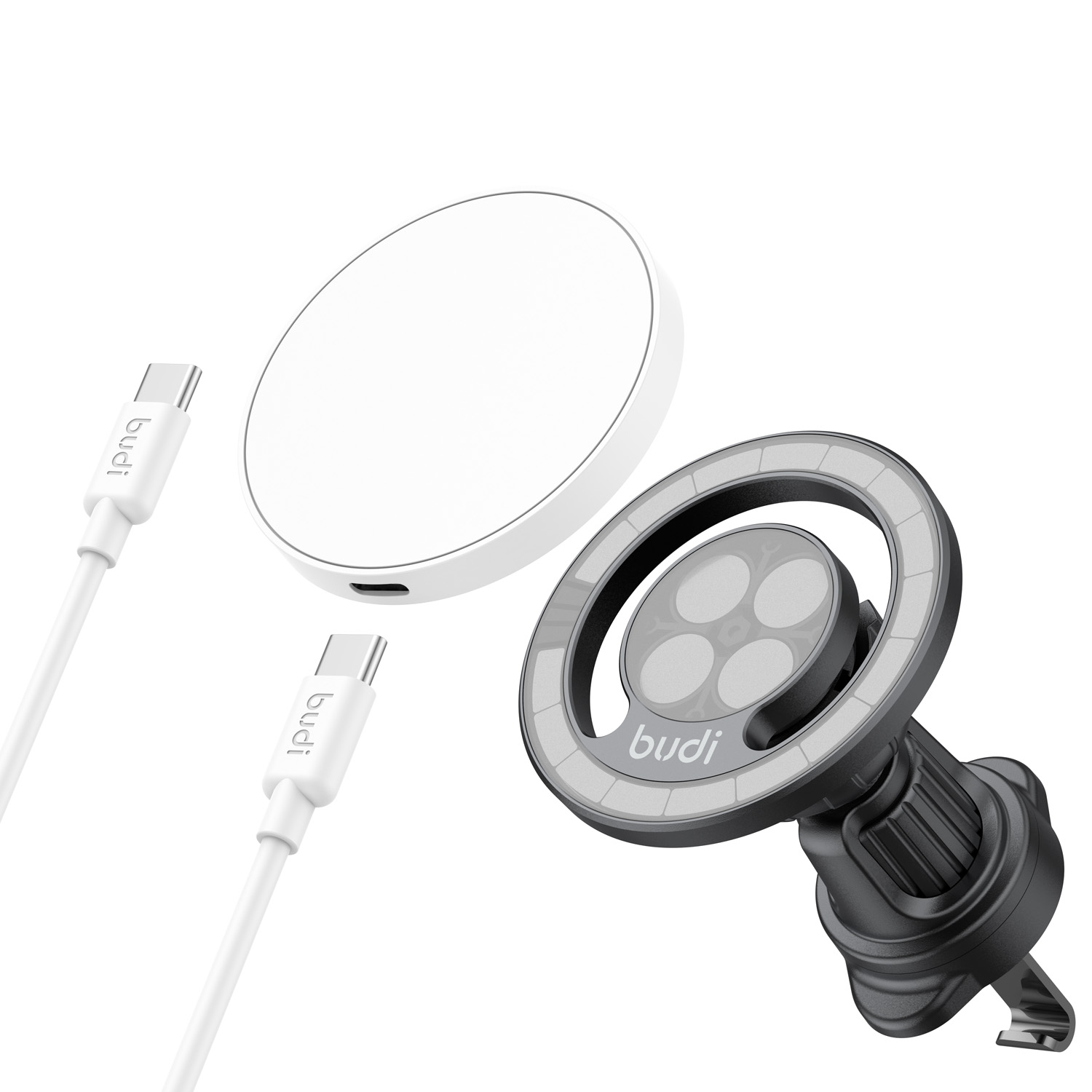 BUDI 15W Magnetic Wireless Charging Car Mount